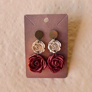 Elegant Floral Drop  clay handmade Earrings